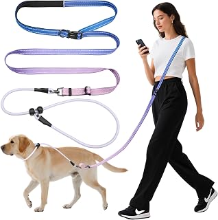 Kazazoo Slip Lead Dog Leash, Hands-Free No Pull Training Leash with Padded Handle for Medium Large Heavy Duty Dogs, Gradient Purple