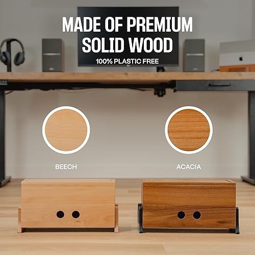 Miniatura 2 de Caja de organización de cables extra grande, caja oculta de cables de madera y organizador para regleta de alimentación, cables de TV y Acacia