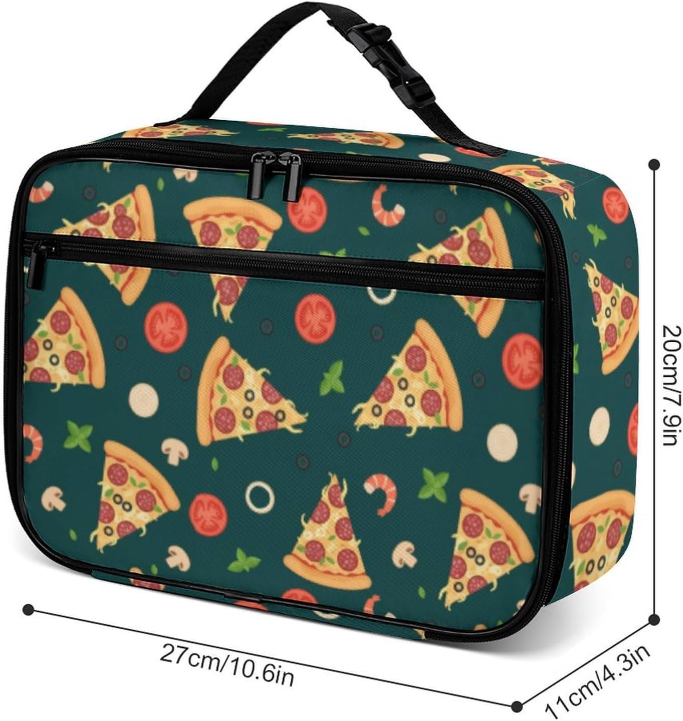 Pizza Reusable Lunch Box Insulated Lunch Bag Cooler Bag Lunchbox Meal Food Container Tote Bag for Women Kids Girls Boy School Camping Hiking Picnic Beach Travel