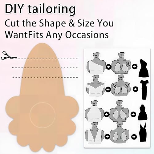 Miniatura 5 de Cinta adhesiva para senos para mujer, 4 cintas de levantamiento de senos para senos grandes, cinta de empuje para copa A-E, color beige