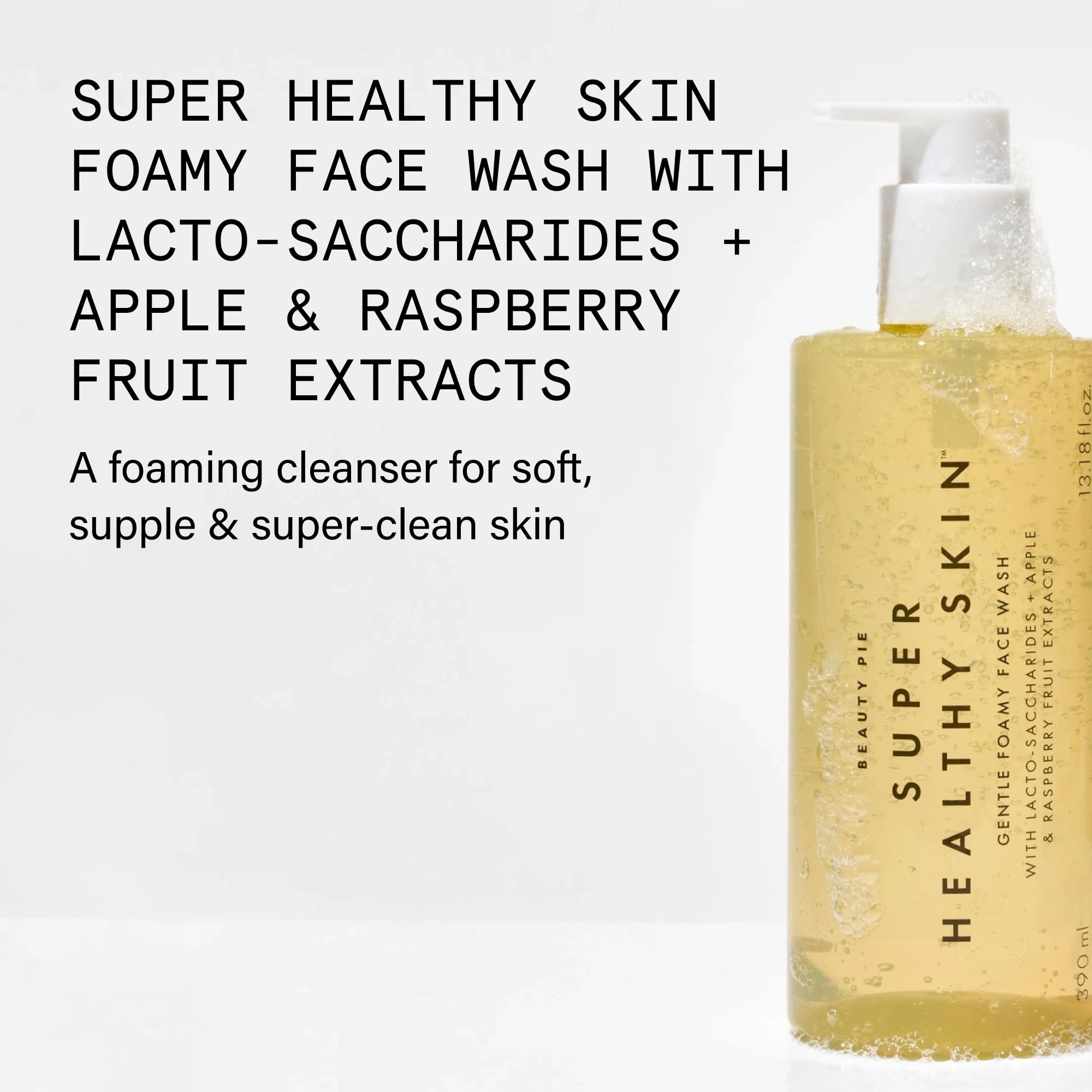 Beauty Pie Super Healthy Skin Jumbo - Detergente viso schiumoso super delicato, detergente schiumogeno purificante agli aminoacidi, perfetto per pelli grasse e inclini all'acne, 390 ml, prodotto in