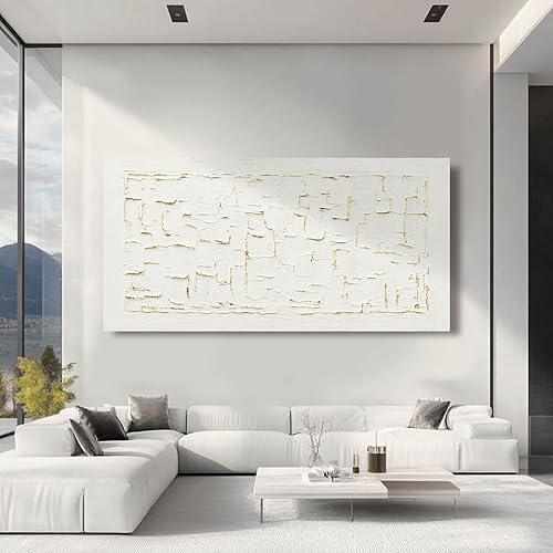Miniatura 7 de SOUGUAN Neutral Wall Art Modern Wall Decorations Minimalist Canvas Paintings 29"x58" Hand Painted Artwork for Bedroom Kitchen Pictures