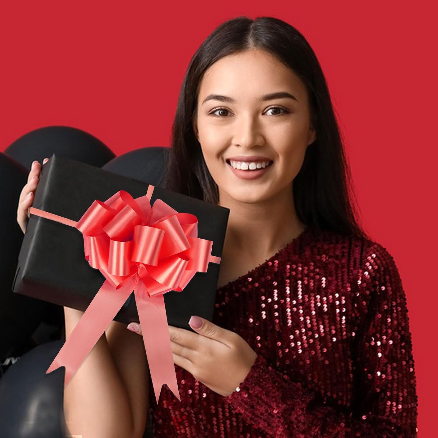 30 PCS Bows for Gift Wrapping Red Pull Bows for Presents Valentine's Day Birthday Party Wedding Decoration Bow for Present Basket Holiday Gift - Image 6