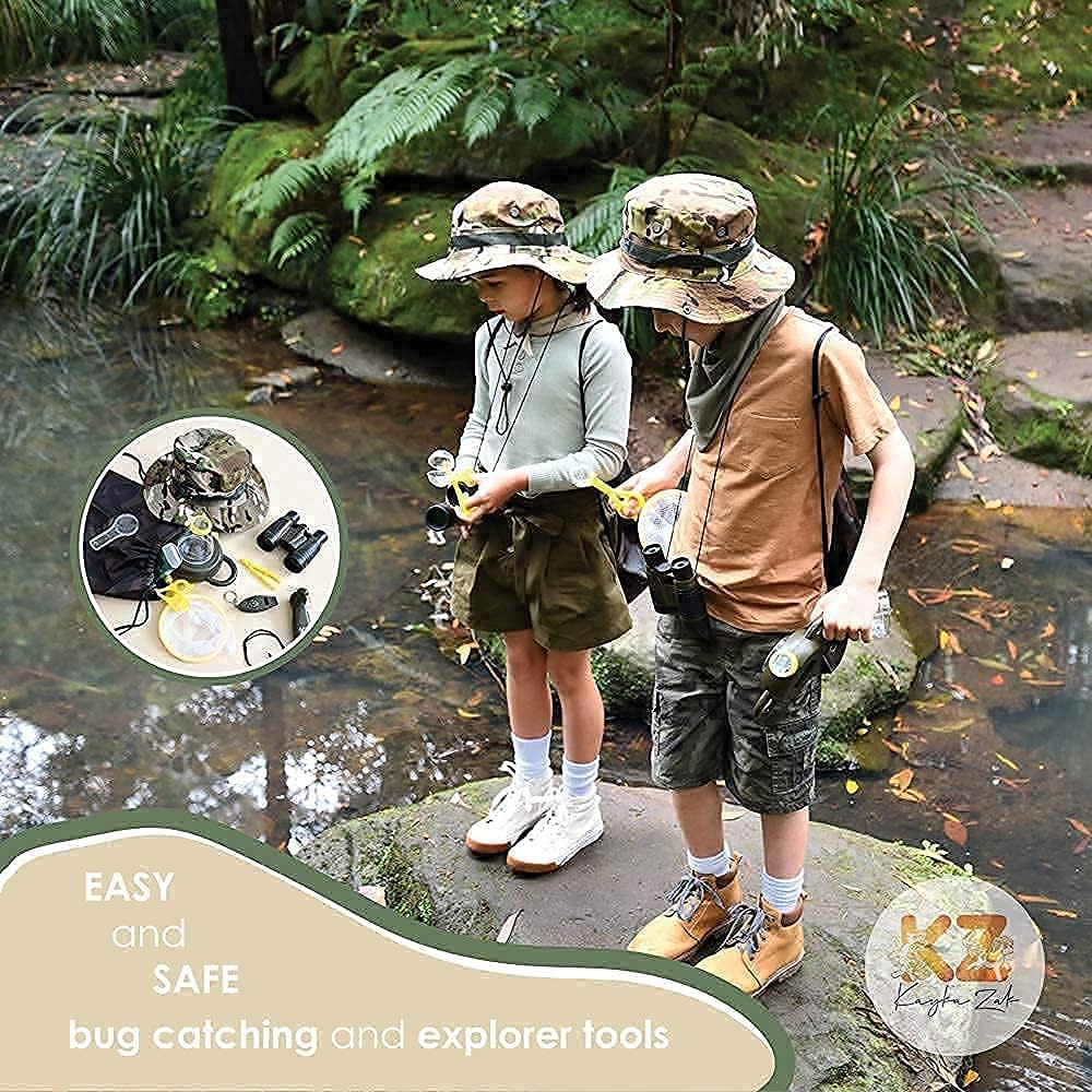 Kayka Zak Bug Catcher for Kids, Explorer Kit for Kids, Bug Catching Kit, Birthday Gift for Kids, Outdoor Toys, Binoculars, Magnifying Glass & Butterfly Net, Adventure Gift for Boys & Girls : Toys & Games