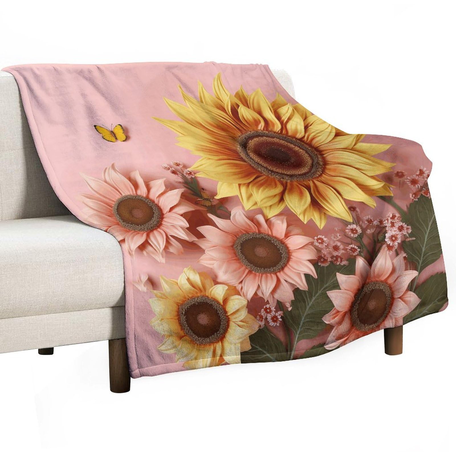 Couverture en flanelle grand tournesol douce 127x152 cm pour chambre