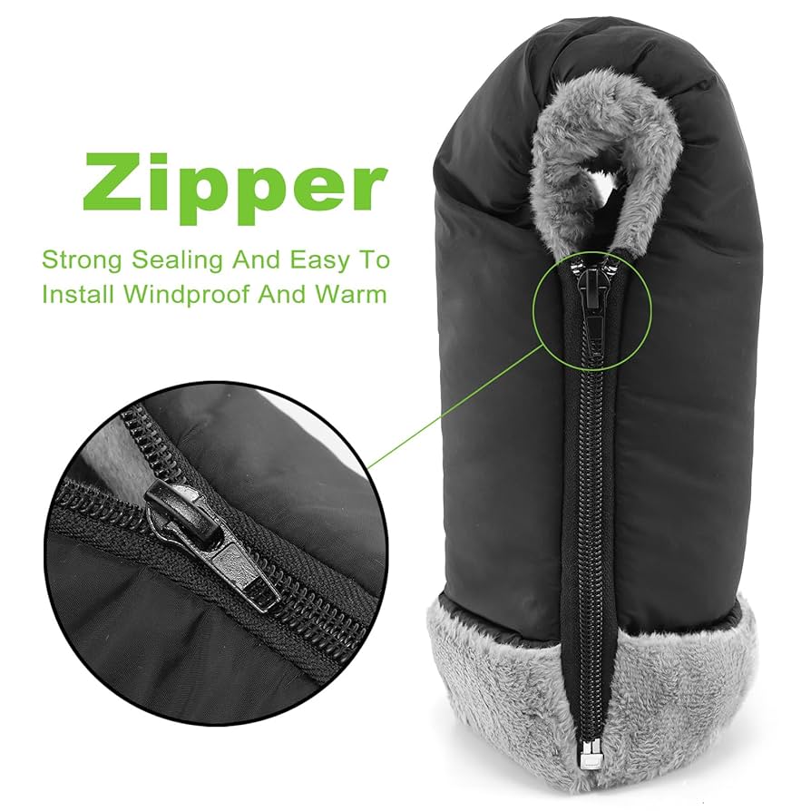 SPRING PARK Lamb Wool Stroller Hand Muff, Winter Anti-Freeze Gloves For