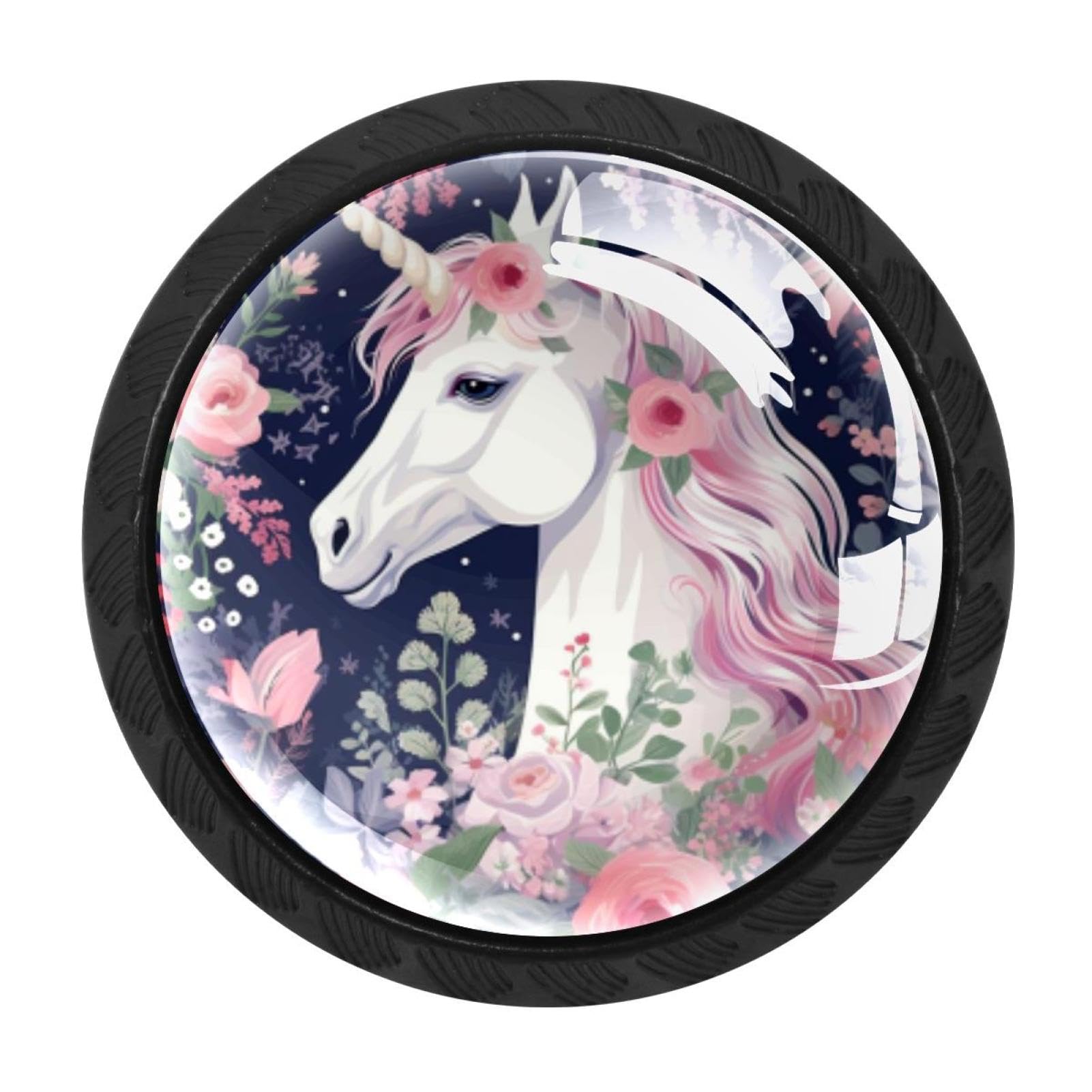 CHENZZZZ 4 PCS Unicorn Crystal Glass Cabinet Knob Drawer Pull Handle for Kitchen Cupboard Dresser Wardrobe etc
