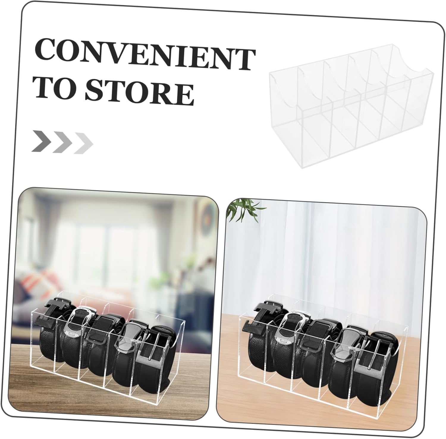 5grid Acrylic Belt Organizer Compartment Storage Box for Closet Belt Organizer Cover for Closet