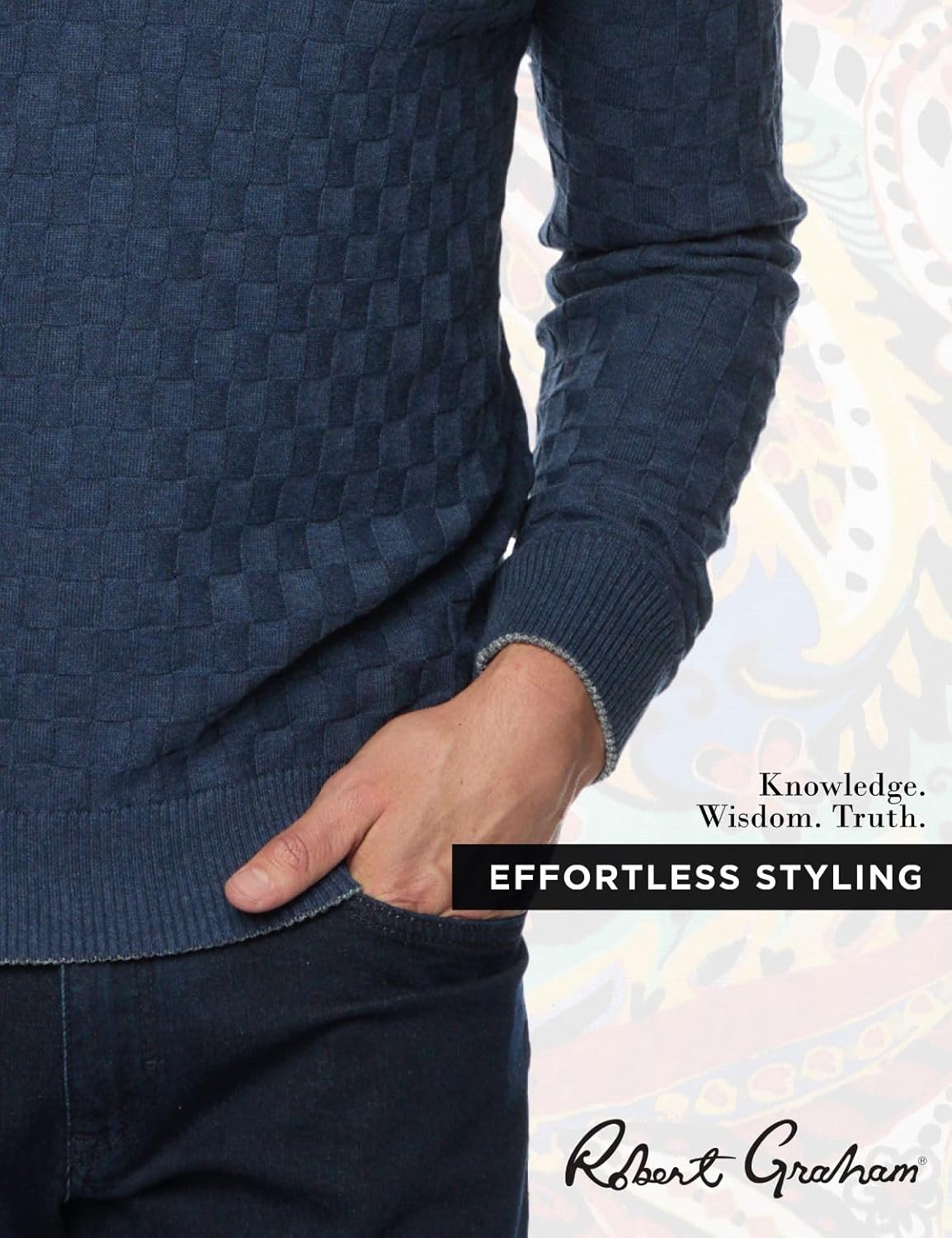 Robert Graham Mens Gavino Long Sleeve 1/4 Zip Pullover Knit Sweater - Image 4