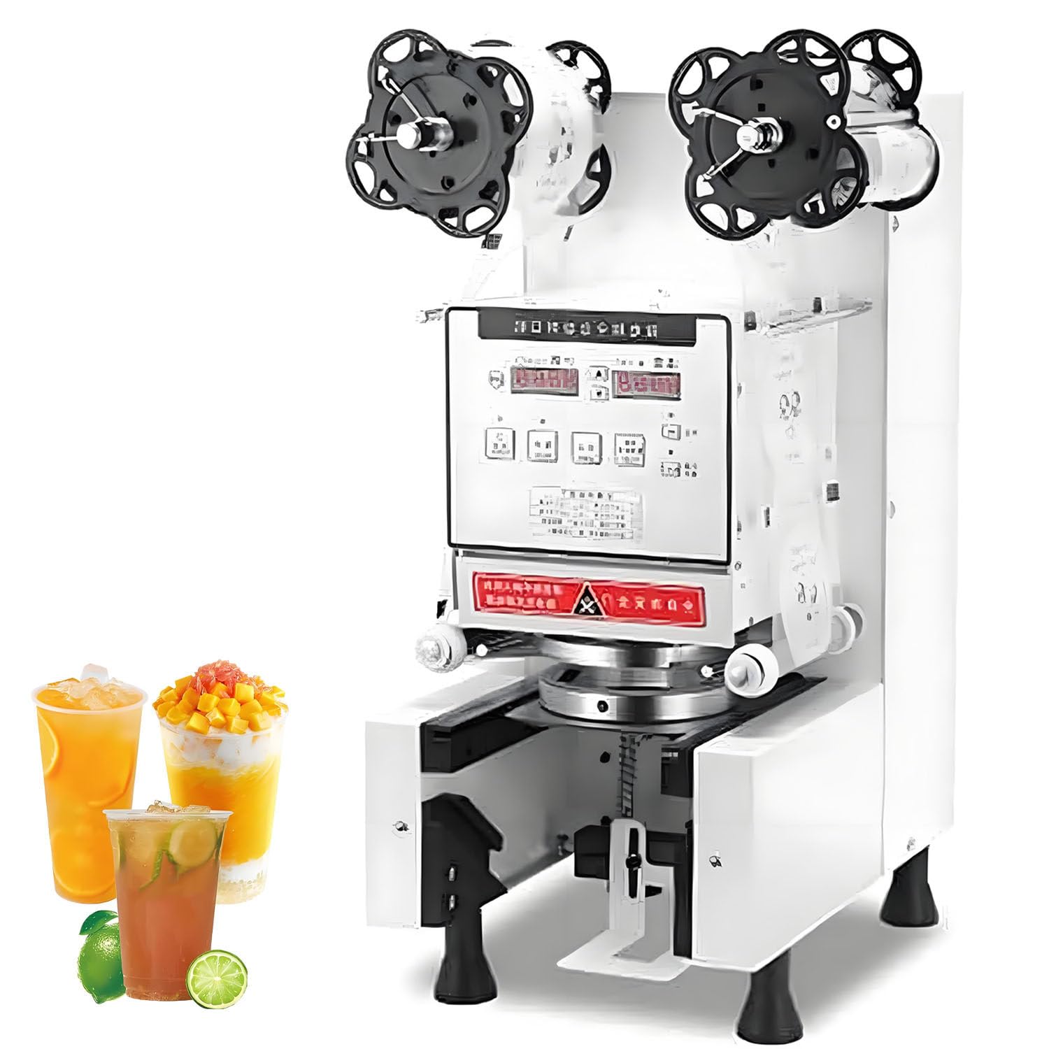 AiODiO 350w Fully Automatic Electric Sealer，Commercial Cup Sealing Machine ，Milk Tea/Juice/Drink Sealing Machine For 90/95mm Plastic& Paper Cup Sealing500-650 Cups/Hour White