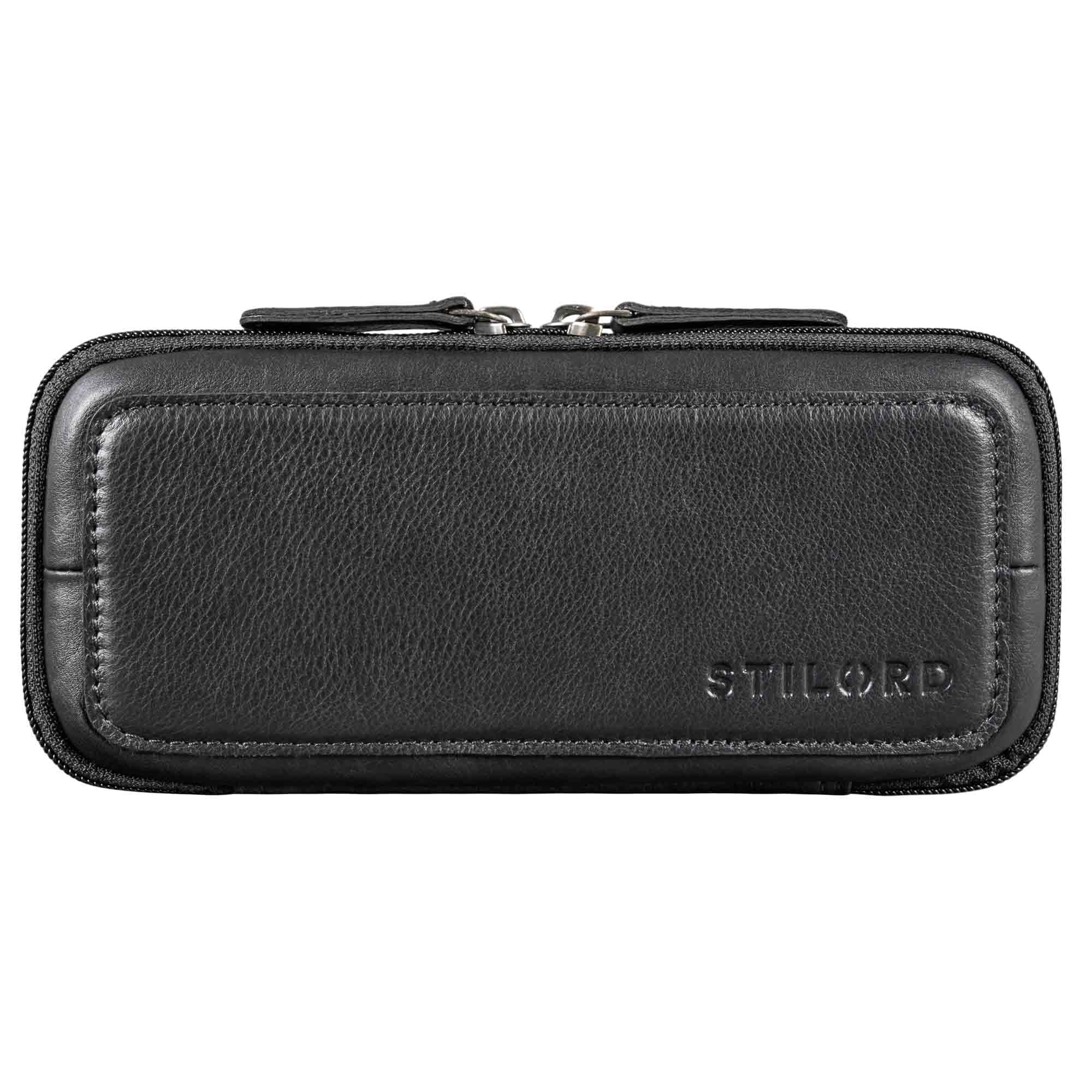 STILORD 'Scotty' Leather Case Vintage with Zip Hardcase Pencil Holder Men's Genuine Leather Slim Pencil Box Cosmetic Pouch Ladies Pen Folder Small - Image 2