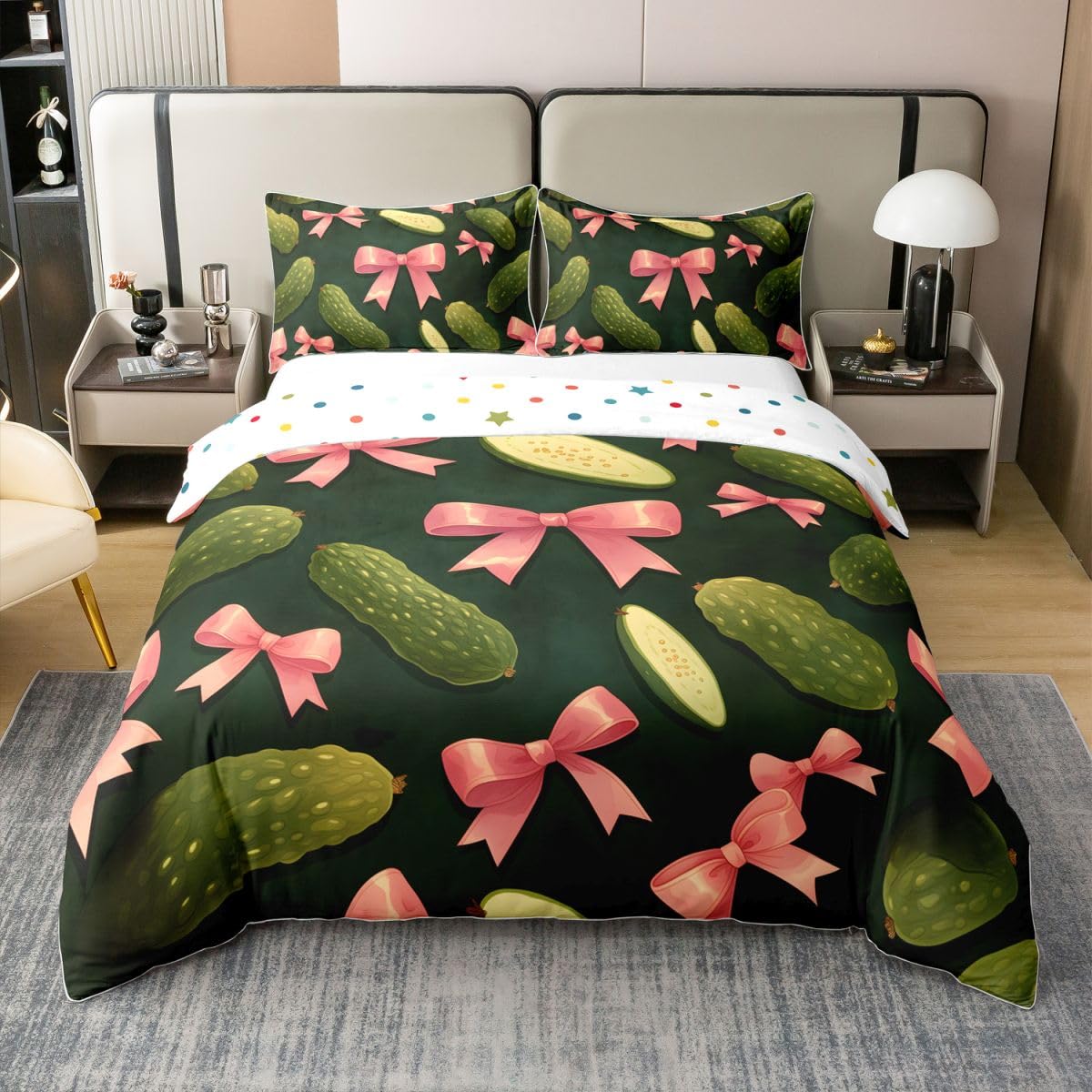 Homewish Rosa Schleife Gurken Baumwolle Bettwäsche 155x220