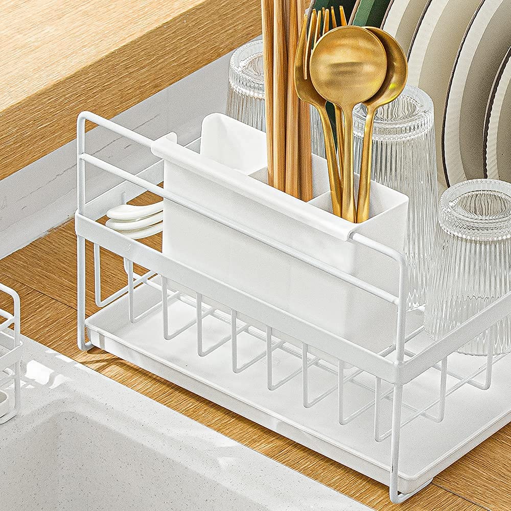 Buy SUNFICON Dish Drying Rack Kitchen Countertop Dish Drainer White Dishes Draining Holder