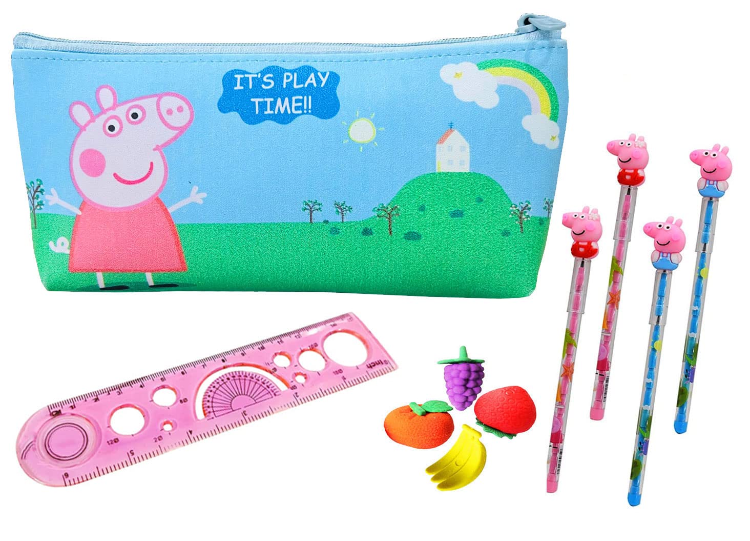 See full amazon price history chart for KOBBET® Peppa Pig Pencil Case Pencil Pouch for Kids, Peppa Pig Zipper Closer Pouch with School Stationery 4 Peppa Pig Pencils, 4 Fruit Eraser & 1 Scale Stationery for School Kids Return Gift Set 10pcs KOBBET® Peppa Pig Pencil Case Pencil Pouch for Kids, Peppa Pig Zipper Closer Pouch with School Stationery 4 Peppa Pig Pencils, 4 Fruit Eraser & 1 Scale Stationery for School Kids Return Gift Set 10pcs (B0B6FKX947) Amazon Price History, Amazon Price Tracker