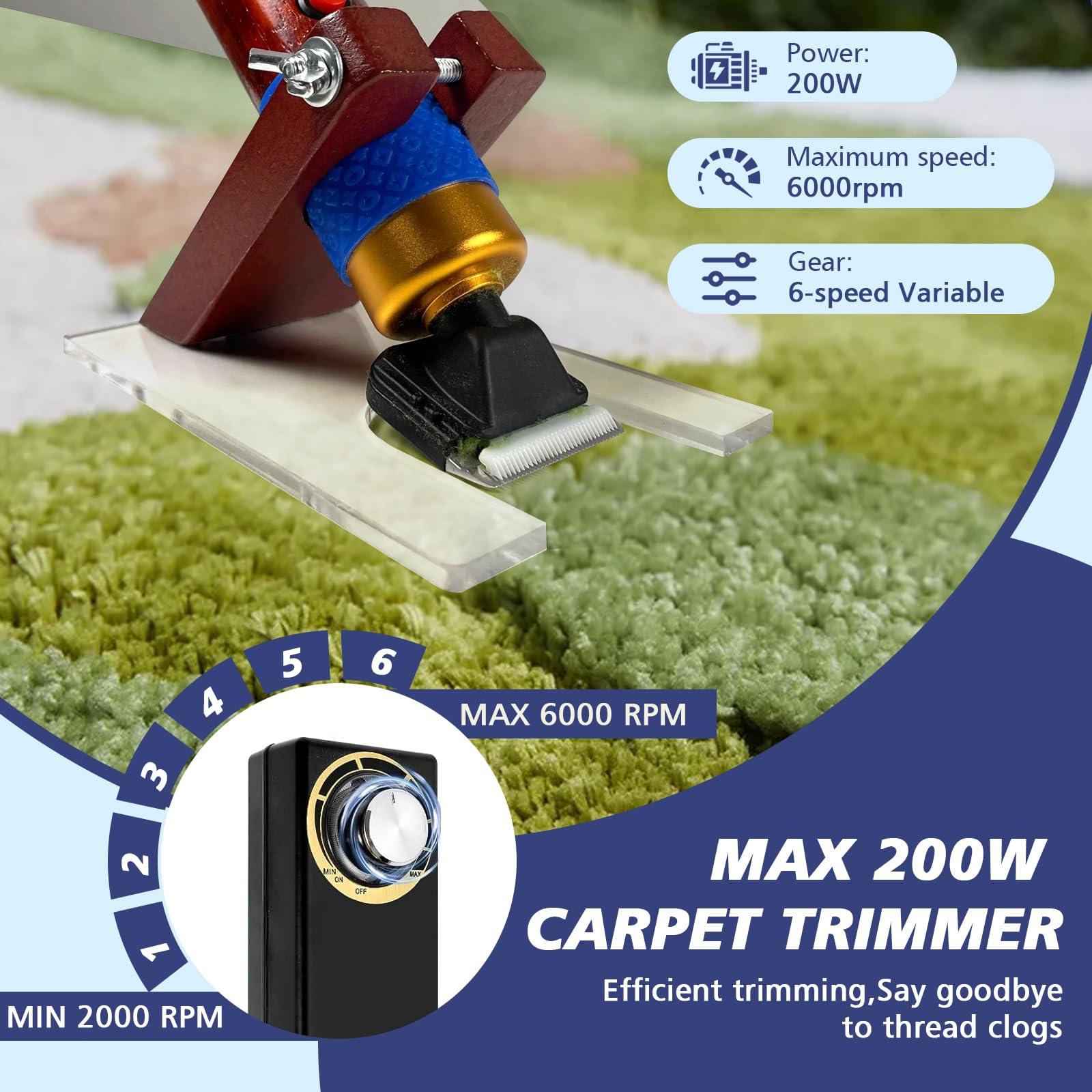 Pistola per tufting per tappeti con kit di tagliapaveti, kit di base con trimmer per tappeti, set di pistola per tufting per tappeti, pistola per tappeti 2 in 1 Cut & Loop Pile e tagliacapelli,