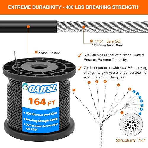 Miniatura 3 de GA1FSL Kit de cadena de luces para colgar, guía de cable de 164 pies y accesorios para colgar para luces de cadena al aire libre, luces de terraza y