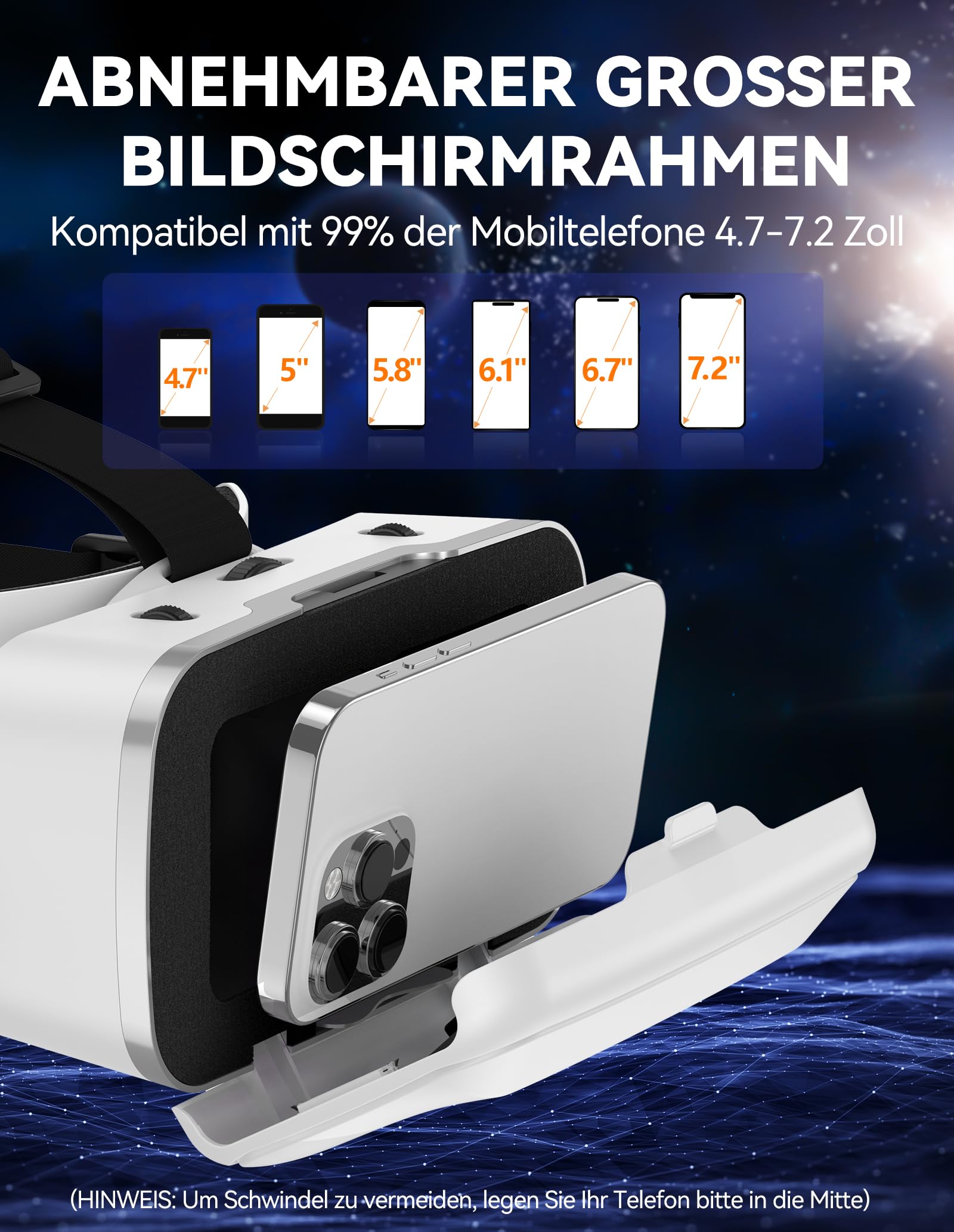 TECKNET VR Brille für Handys mit Griff, 3D Virtual Reality-Brille mit HD 110° FOV, Anti-Blaulicht & einstellbaren Gängen, Komfortables VR-Glasses für iPhones, Samsung und Android-Smartphones 4.7-7.2"