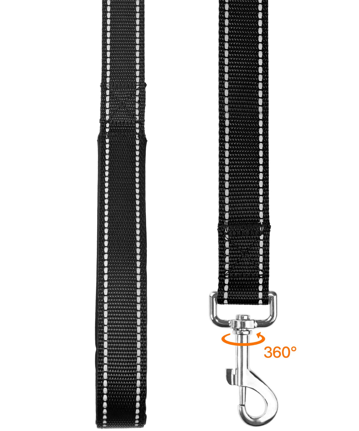 Taglory Guinzaglio per Cani Riflettente con Manico Imbottito e Gancio in Metallo, Nylon Resistente Addestramento Cane Guinzaglio, 1.8 m x 2.5 cm, Nero