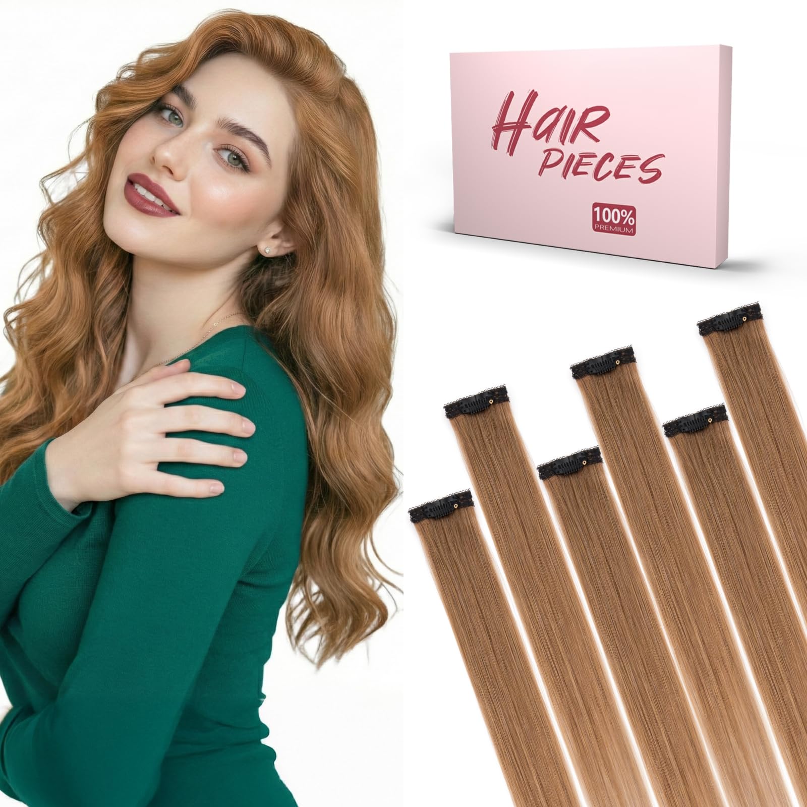 50cm Extension Capelli Veri Clip 6PZ #6 Marrone Chiaro Silk Lace Naturali per Capelli Sottili (44g)