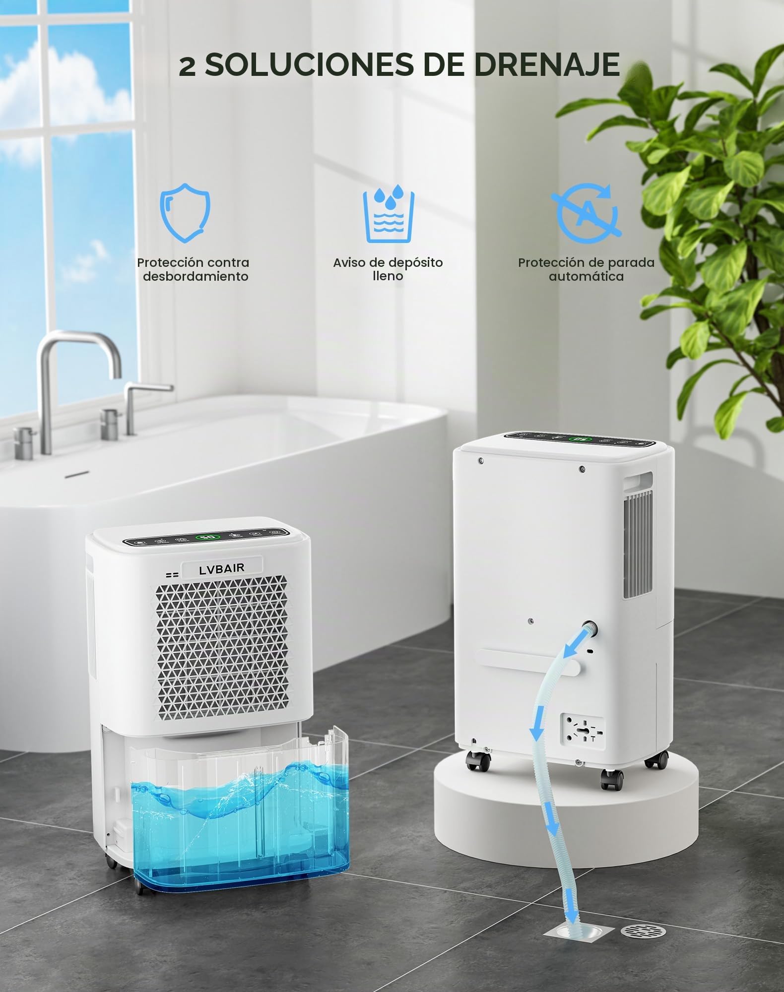 Deshumidificador eléctrico de 12 l/día, potente deshumidificador, ahorro de energía, portátil, 3 modos y control inteligente de humedad, deshumidificador eléctrico