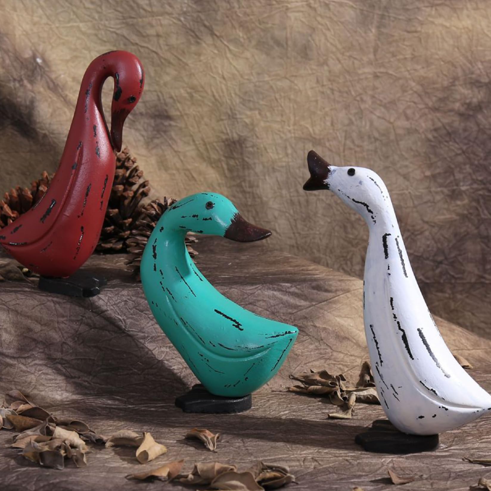 Statuette de canard en bois 3 pièces, cadeau créatif unique