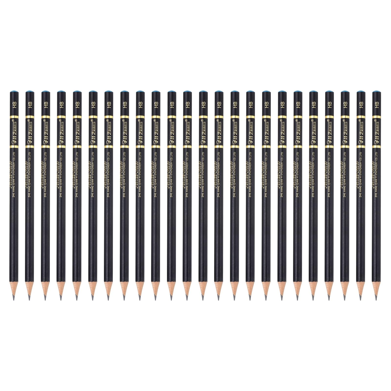 PATIKIL 24Pcs Graphite Pencils, Round HB Refill Wood-case Sketching Pencils Pre-sharpened Sketch Art Supplies for Home Office Classroom Artist Painting Sketching Study, Black