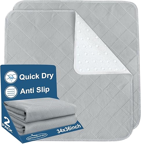 Miniatura 35 de Almohadillas de cama lavables e impermeables de 34 x 36 pulgadas, paquete de 2 almohadillas reutilizables para incontinencia, protectores de hojas