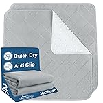 Bed Pads Washable Waterproof(2 Pack, 34 x 36), Washable and Reusable Anti Slip Chuck Pads Incontinence Underpad Sheet Protector for Adults, Elderly, Kids, Toddler and Pets, Grey