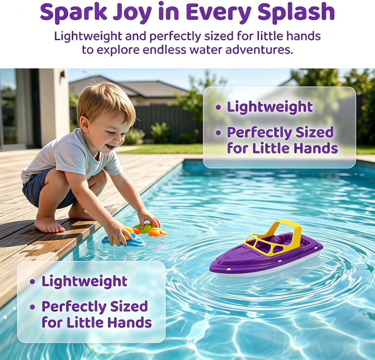 TOYANDONA Boat Bath Toy - Floating Speedboat Bathtub Toy Boat Plastic for Baby Toddler Bath Kids Shower Pool Beach and Water Play