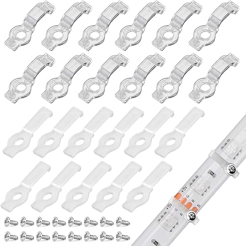 200 soportes de montaje de tira de luz con 200 tornillos de tira de luz LED, clips de fijación de tira de luz de tira de un lado clips de montaje