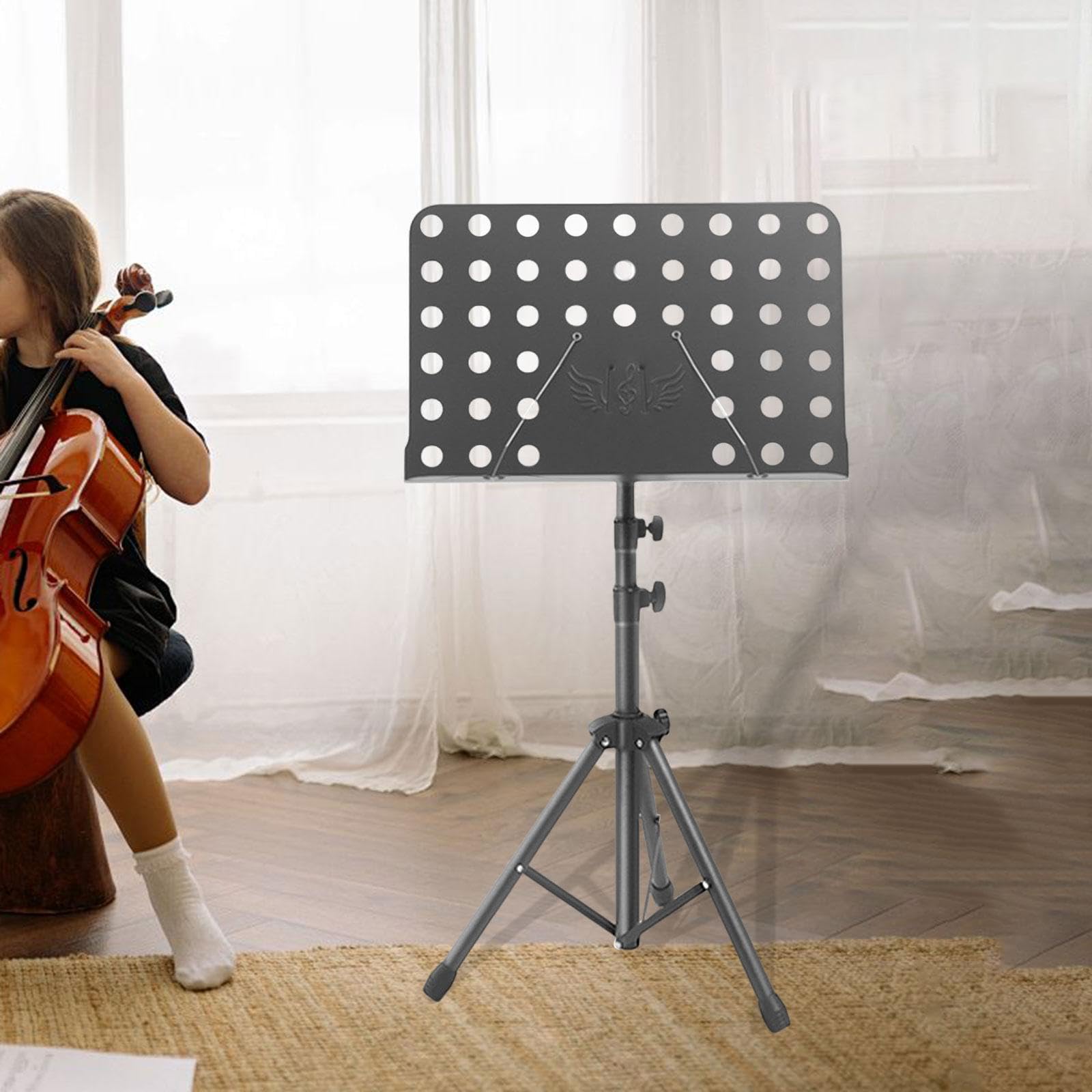 Atril para Partituras Plegable y Portátil - Soporte Ajustable para Notas Musicales, Libros y Lectura en Cama, Sofá o Estudio- Negro