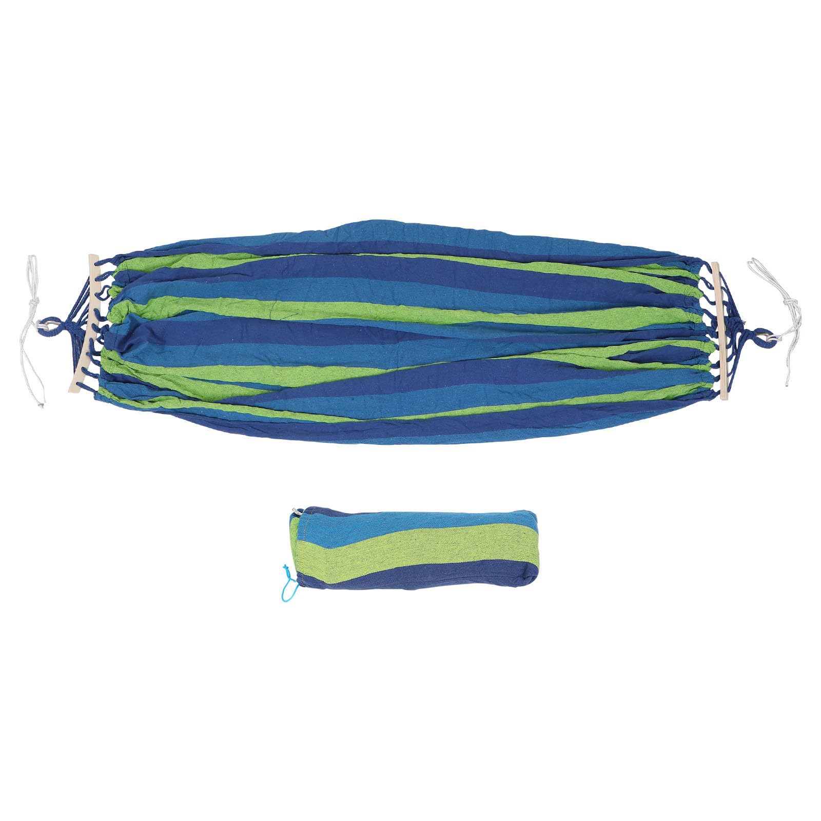 TOYANDONA Hamac de Camping en Toile Rayée Bleu Double Place avec Charge Maximale de 150kg, Pliable et Résistant pour Plage et Forêt