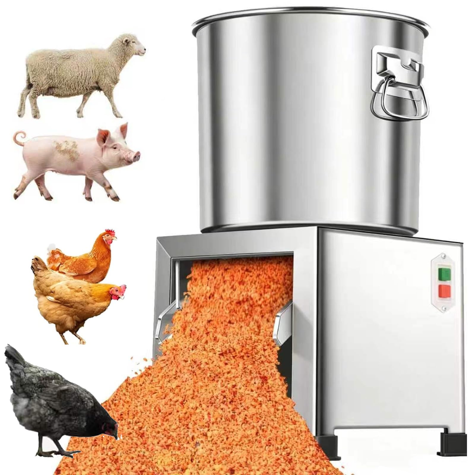 Cortador de verduras resistente, 4 cuchillas, acero inoxidable 304, procesador de alimentación para aves de corral para granjas, ganado, ideal para maní, jengibre, ajo