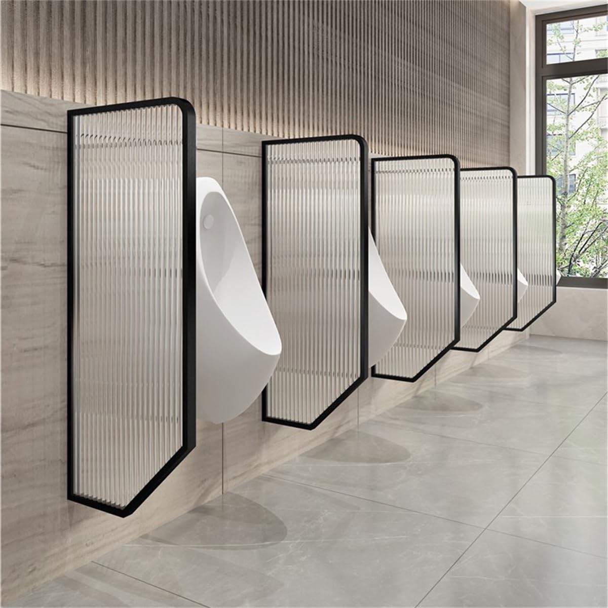 ZSPINJIAWall-Mounted Urinal Partition, Men's Toilet Urinal Divider, Urinal Privacy Screen, Urinal Baffle Partition, Waterproof Public Health partition Urinal Privacy Screen(Black,1pcs)