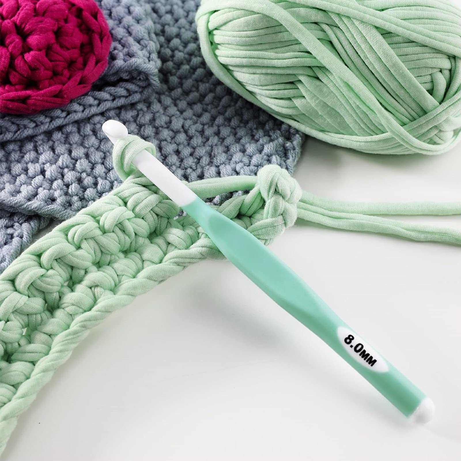KOKNIT Häkelnadeln Set, ergonomischer Griff, Häkelnadel Set für arthritische Hände, bequeme, bunte Häkelnadeln, 8–15 mm, 4 Stück