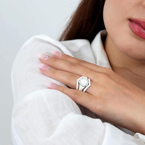 Miniatura 3 de Rinfit Anillos de silicona para mujer, anillos de compromiso o promesa para ella, alianzas de boda de silicona para mujer, pera de silicona con