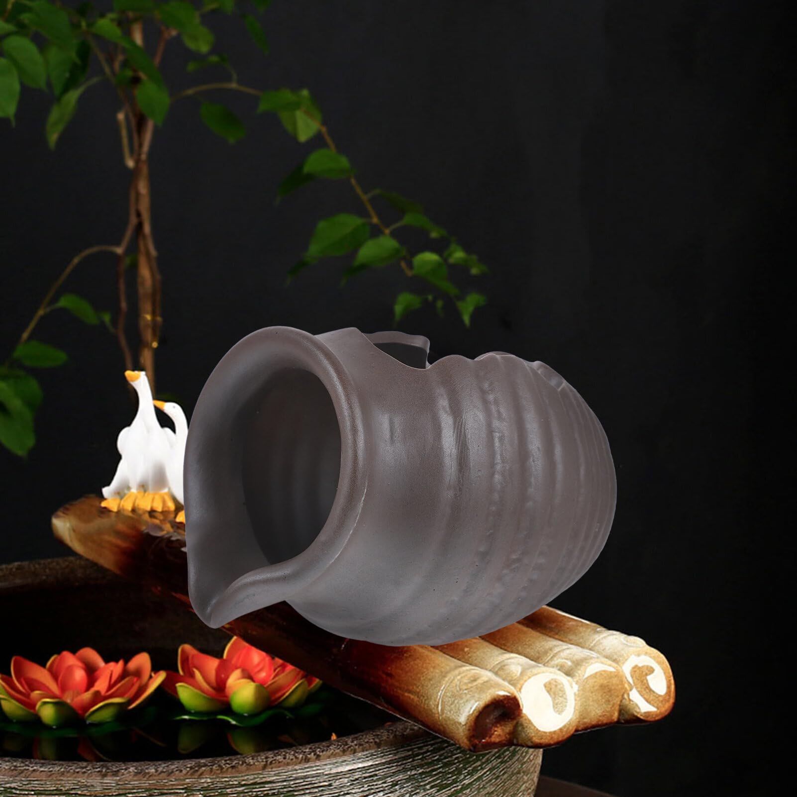 PRETYZOOM Decorative Waterfall Ceramic Jar Clay Pot Water Feature Landscape Jar for Courtyard Decor Garden Decor Circular Waterfall