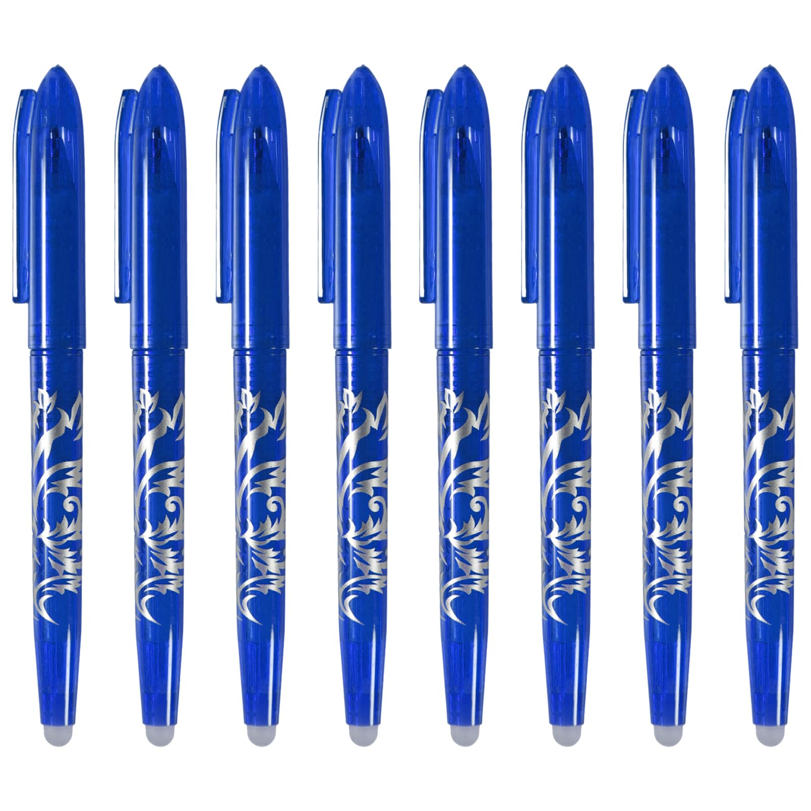 Nutfoam 8 Pack Erasable Gel Pens, 0.5mm Smooth Writing Retractable Friction Pens with Eraser Tip, 8 Blue Rub Out Pens for School, Office, Journaling, Planner, Note Taking (Blue)