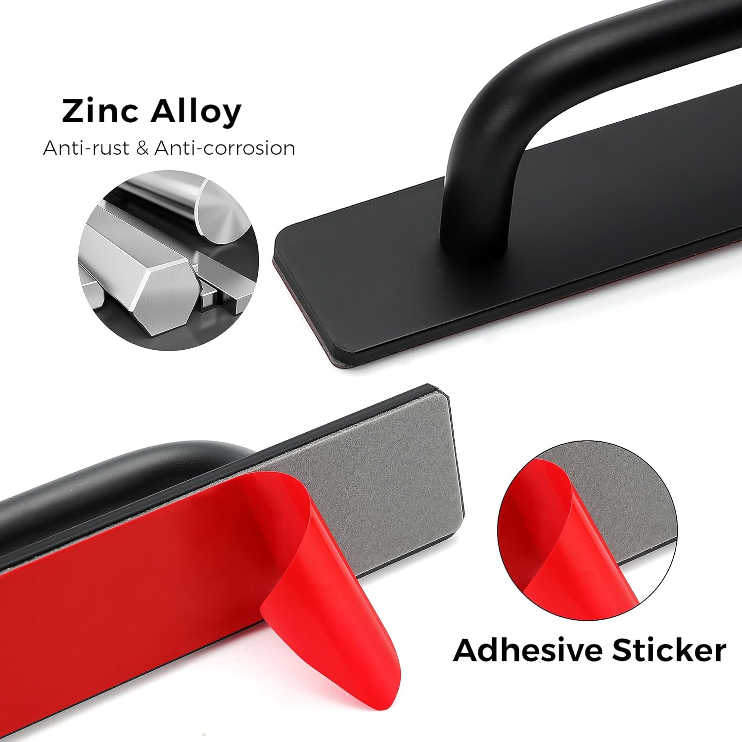 Ravinte Adhesive Cabinet Handles Self Stick Drawer Pulls Stick on Handle Black Cabinet Pulls No Drilling Push Pull Helper for Kitchen Cabinet Window Sliding Closet Door Handle - 5.83", 2 Pack