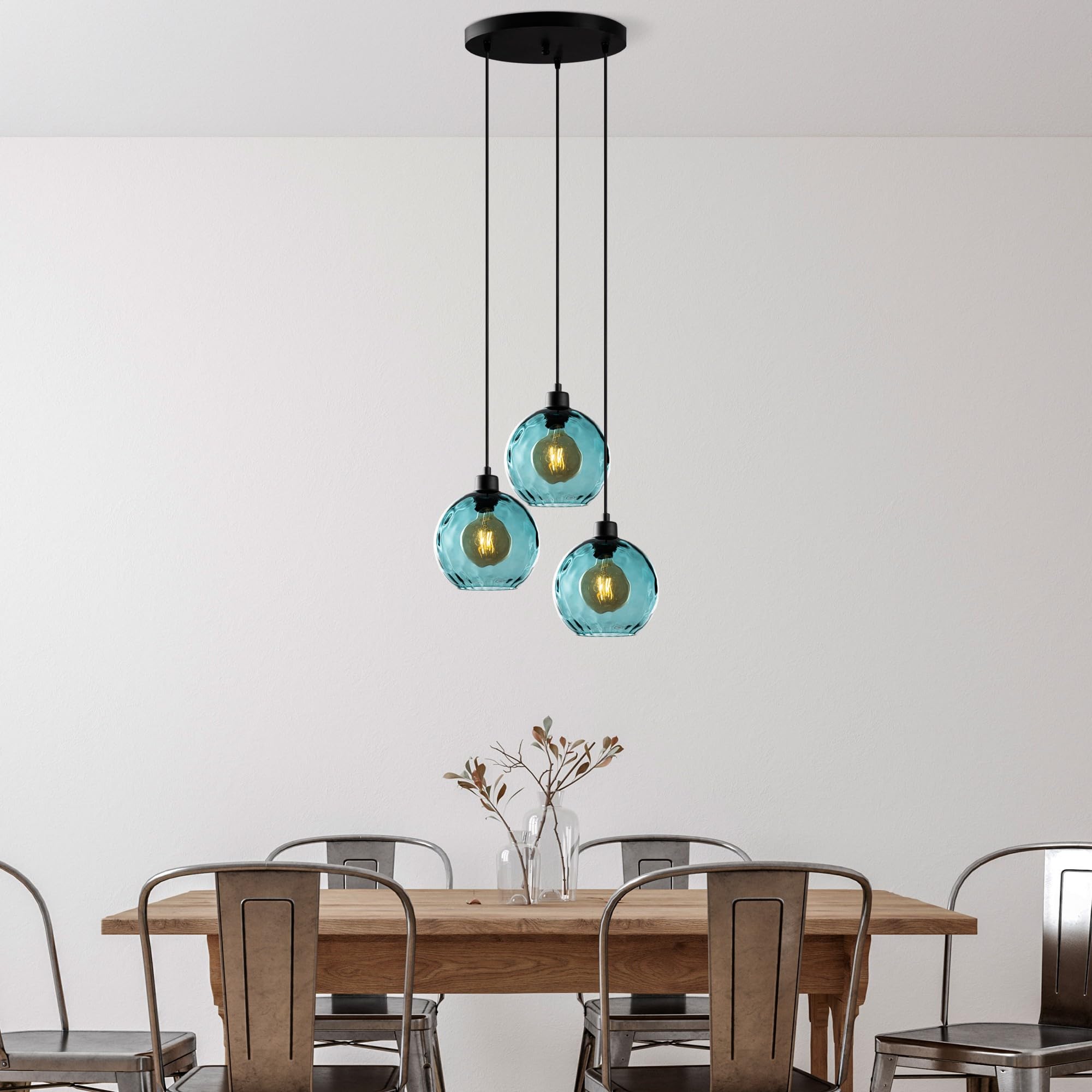Chandelier bleu suspendu luminaire métal salon hauteur réglable E27 éclairage intérieur moderne IP20