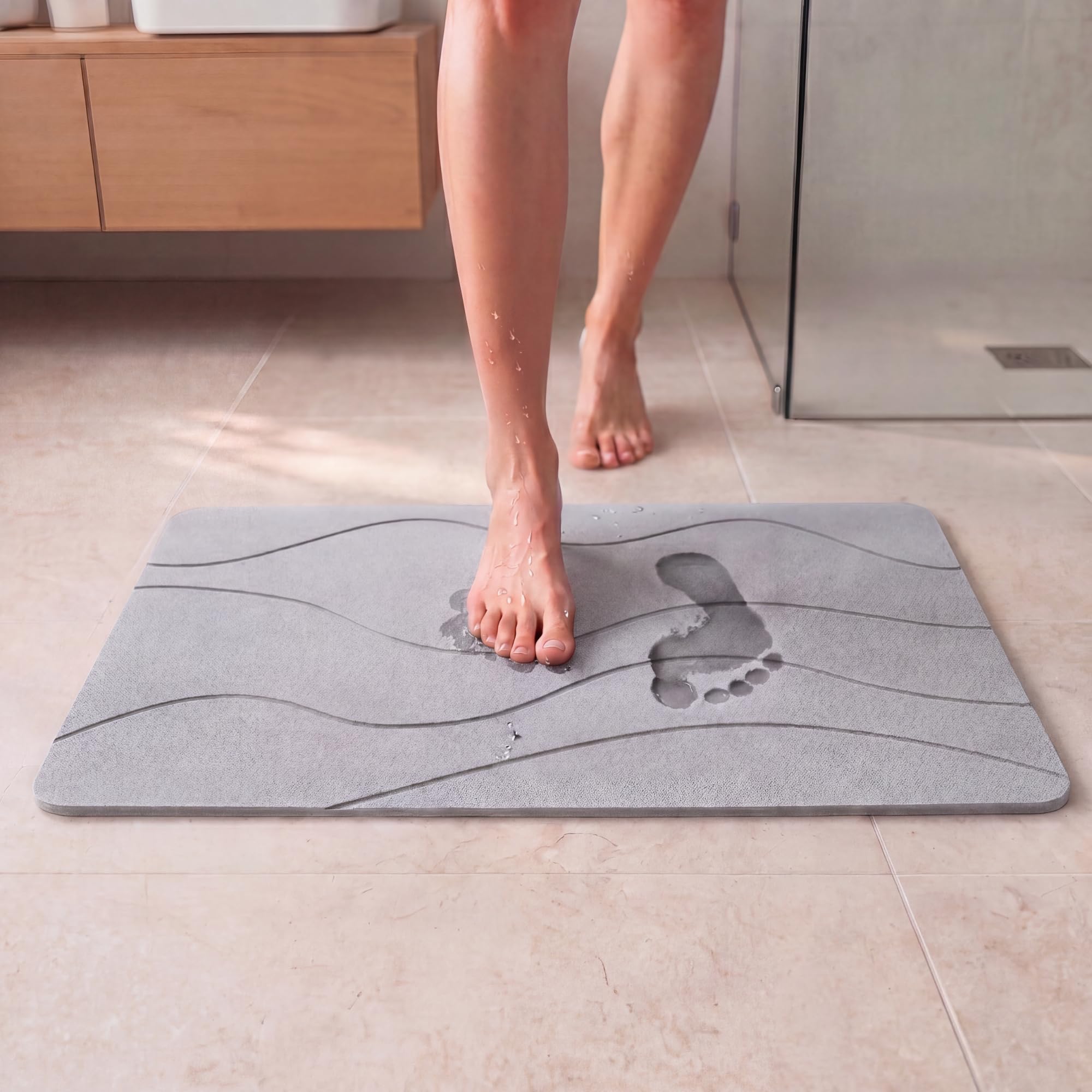 Alfombrilla de Piedra para Ducha antideslizante contra humedad y olores