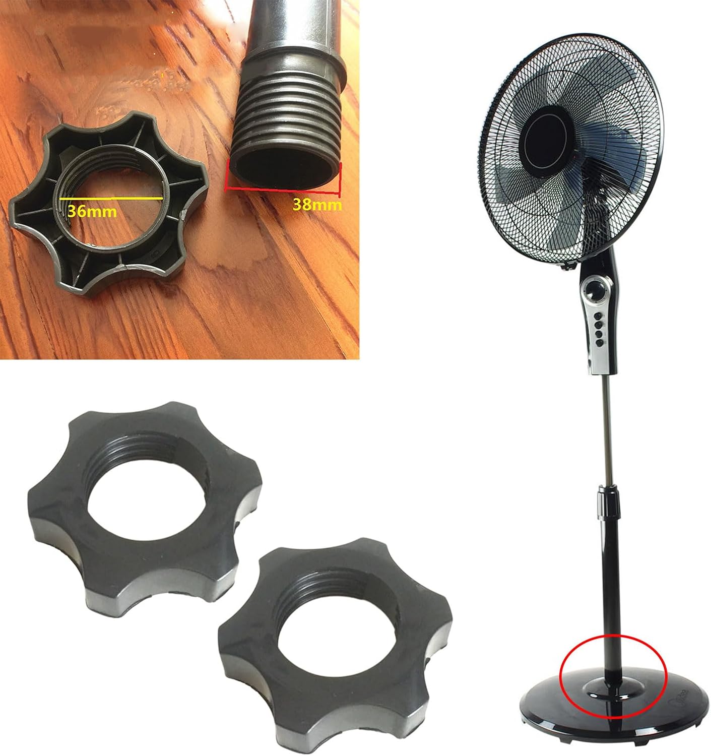Floor Fan Base Fixing Nut ABS Texture Base Locking Nut Fan Base Fasteners Suitable for Home and Office Use
