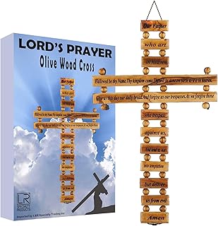 Holy Land Lord Prayer Olive Wood Hanging (9-Inch) Cross Christian religious Jerusalem dÃ©cor from Bethlehem