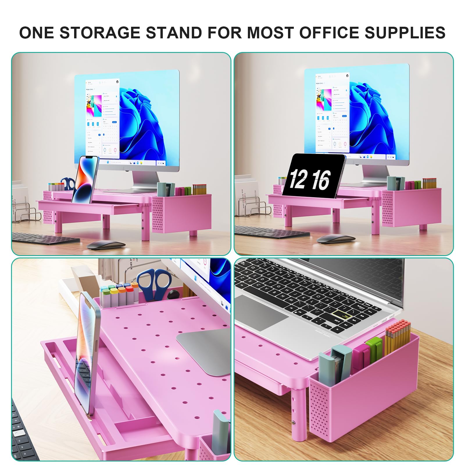 WALI Computer Monitor Stand with Storage and Pen Holder view 4