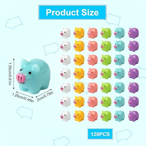Miniatura 2 de 120 piezas de mini cerdos de resina, pequeños cerdos en miniatura, decoraciones de animales lindos para jardín, paisaje, casa de muñecas, fiesta de