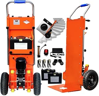 Electric Stair Climbing Dolly, Easy Up/Down with Solid Rubber Tires, 900lbs Capacity Heavy Duty, 1500W Electric Stair Climbing Hand Truck for Moving Logistics Distribution (Orange, 1 Battery)