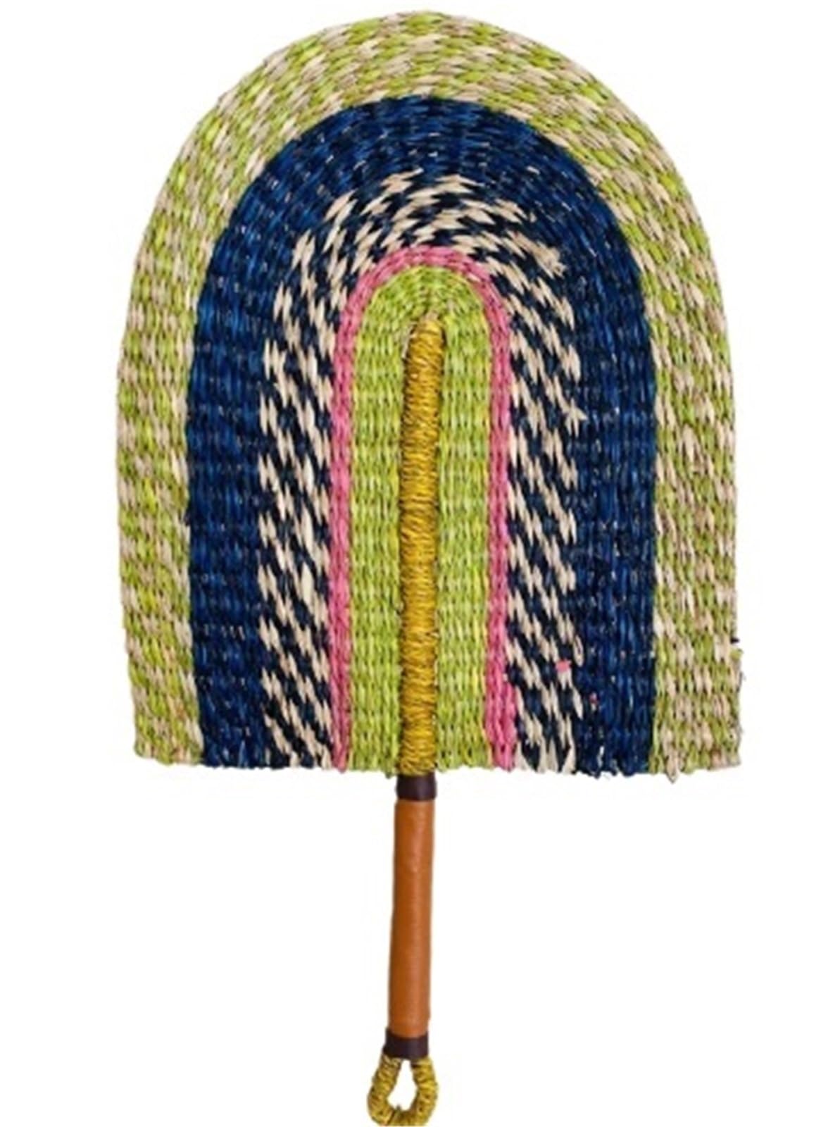 VOPLIVAT Woven Hand Fan, Bamboo Woven Fan Raffia Handwoven Summer Cooling Wall Decor Multicolor(03)