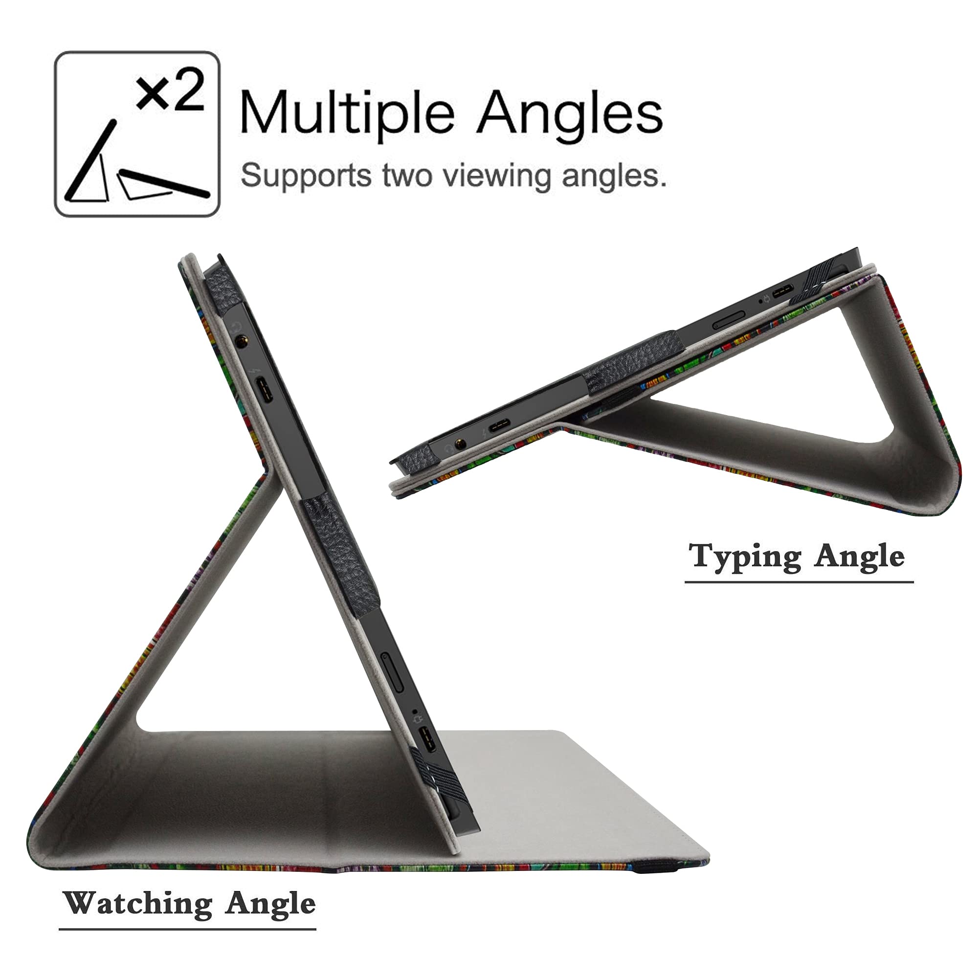 Junfire Custodia per Lenovo ThinkPad X12 Detachable Gen 2/ThinkPad X12 12.3 Pollici 2024/2021 Custodia con Cavalletto Rotabile, Cinghia da polso, Tracolla e Portapenne Compatibile con Tastiera Nero