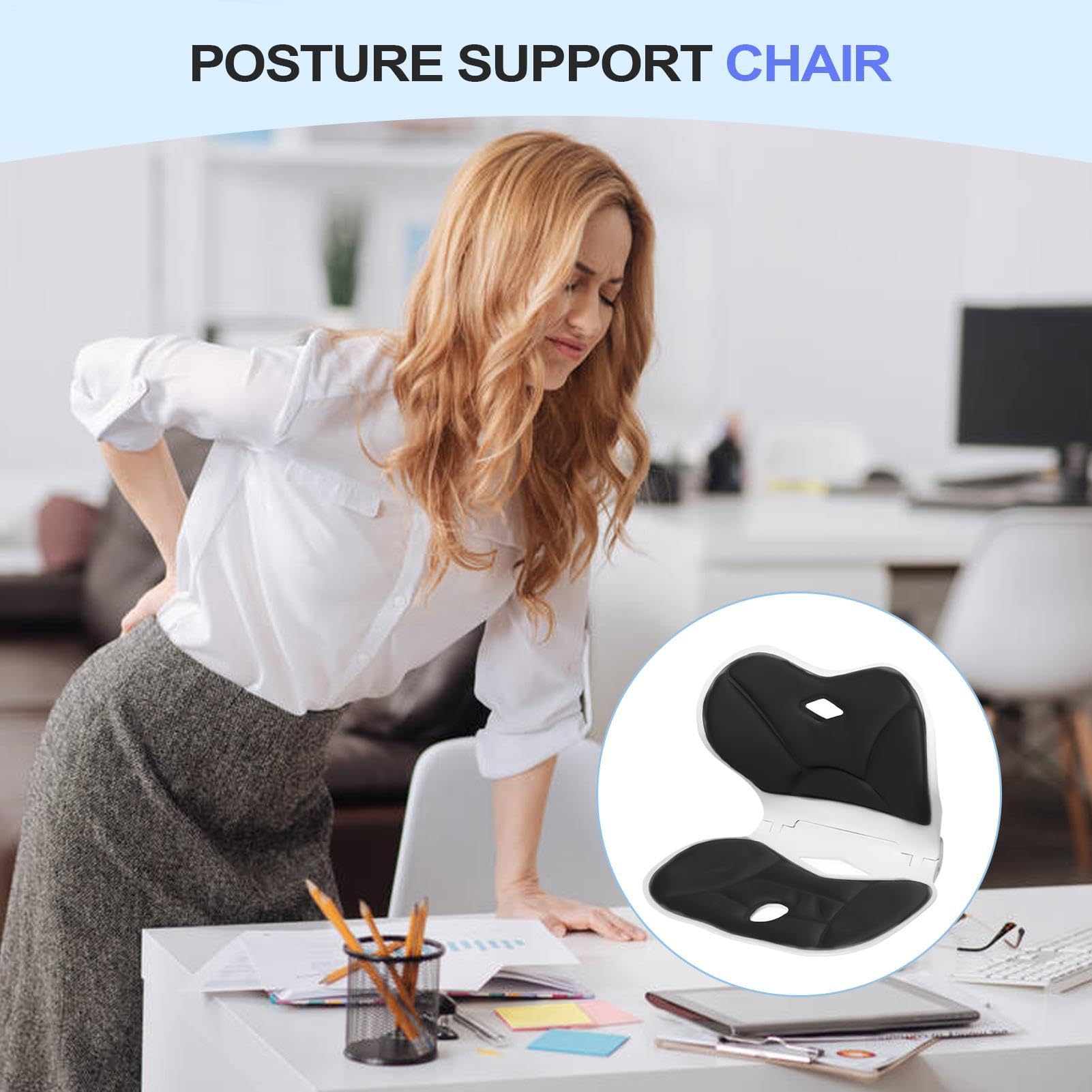 Cojín de Asiento para Silla Almohada de Soporte Lumbar | Almohada Portátil, Almohadilla Cómoda para en Coche, Camión, Hogar, Trabajo, Conducción, Avión, Estadio, Silla de Ruedas,