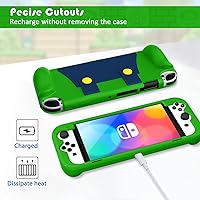 Vista 6 de KENOBEE Funda de silicona compatible con Nintendo Switch OLED modelo 2021, suave y ligera, con agarre ergonómico con absorción de golpes y diseño